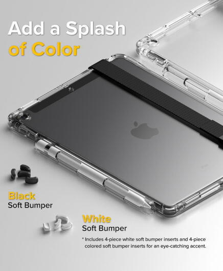 Ringke Fusion+ Apple iPad 10.2 Hoes + Handstrap & Bumpers Wit/Zwart afbeelding 4