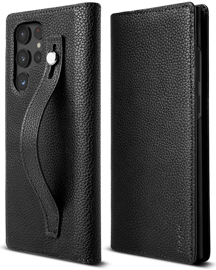 Ringke Folio Signature EZ Strap Samsung Galaxy S22 Ultra Hoesje Zwart afbeelding 1