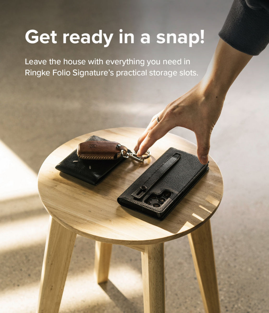 Ringke Folio Signature EZ Strap Samsung Galaxy S22 Ultra Hoesje Zwart afbeelding 7