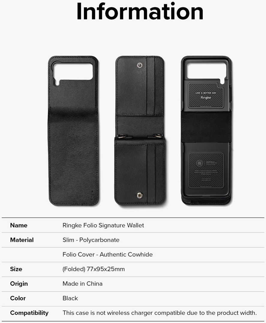 Ringke Folio Signature Wallet Samsung Galaxy Z Flip 3 Hoesje Zwart afbeelding 12