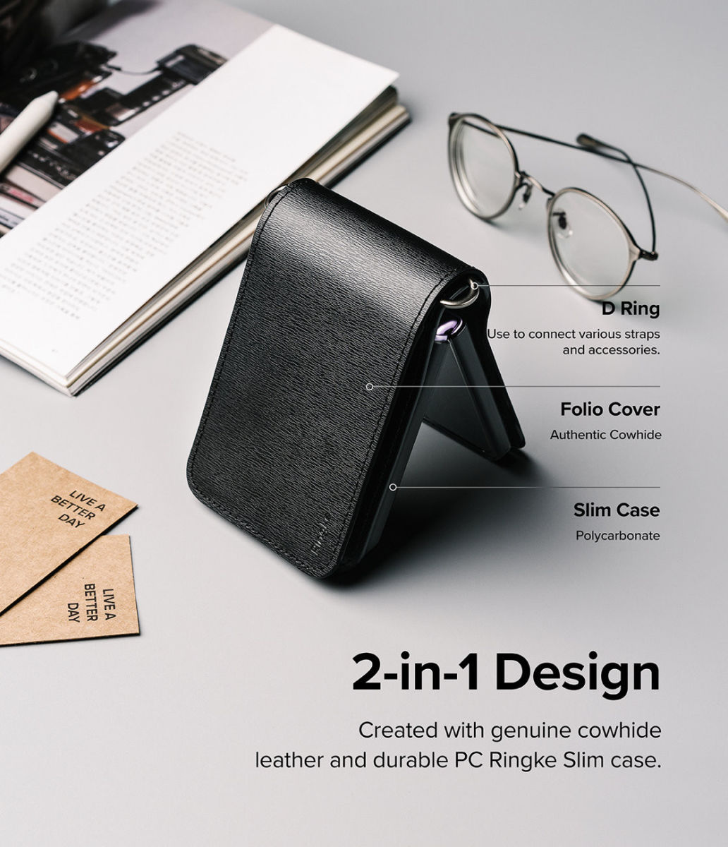 Ringke Folio Signature Wallet Samsung Galaxy Z Flip 3 Hoesje Zwart afbeelding 5
