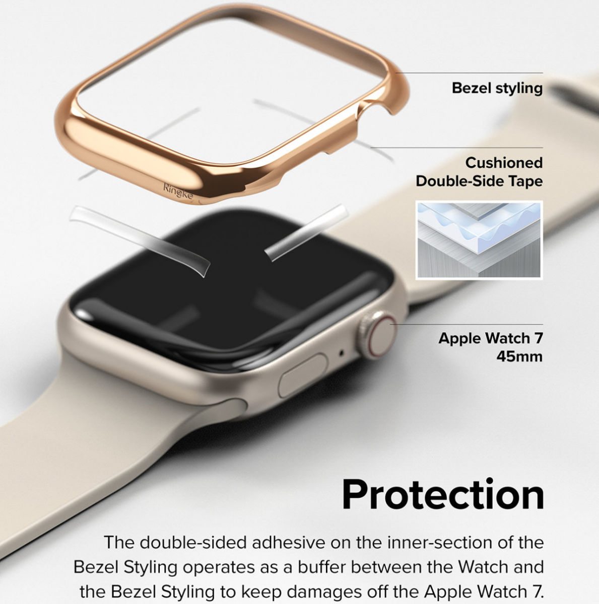 Ringke Bezel Styling - Apple Watch 7 / 8 / 9 45MM - Randbeschermer - Goud afbeelding 2