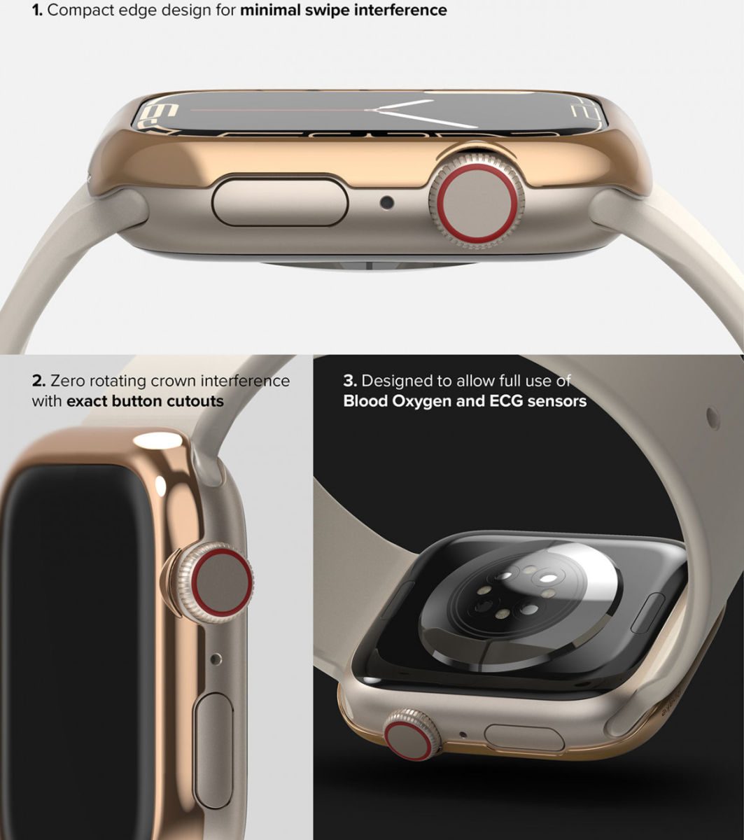 Ringke Bezel Styling - Apple Watch 7 / 8 / 9 45MM - Randbeschermer - Goud afbeelding 6