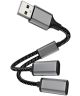4Smarts 2-in-1 USB-A naar USB-C Gevlochten Kabel 20 CM Zwart
