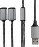 4Smarts 2-in-1 USB-A naar USB-C Gevlochten Kabel 20 CM Zwart