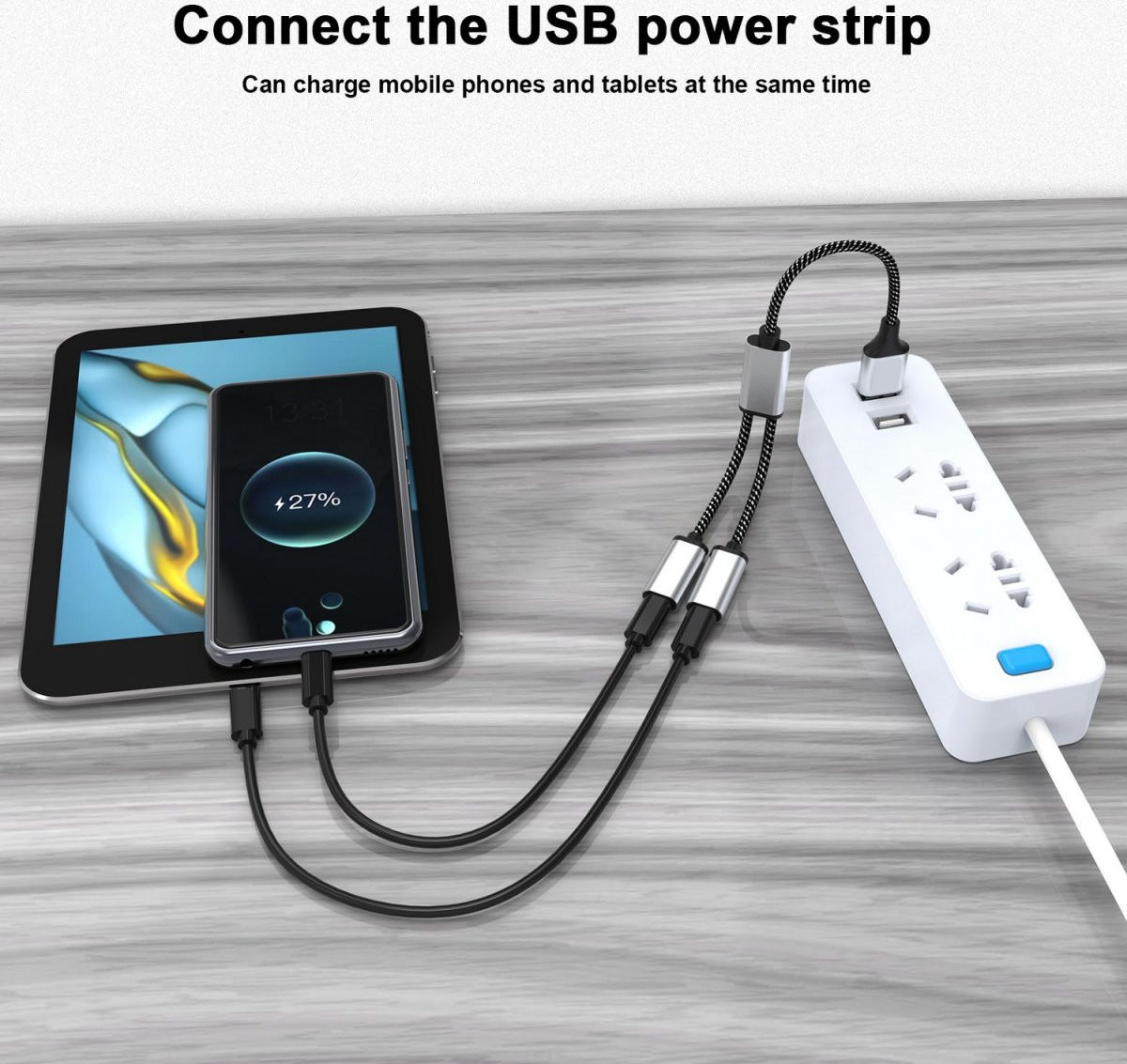 4Smarts 2-in-1 USB-A naar USB-C Gevlochten Kabel 20 CM Zwart afbeelding 5