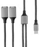 4Smarts 2-In-1 USB-C naar USB-A Gevlochten Kabel 20 CM Grijs