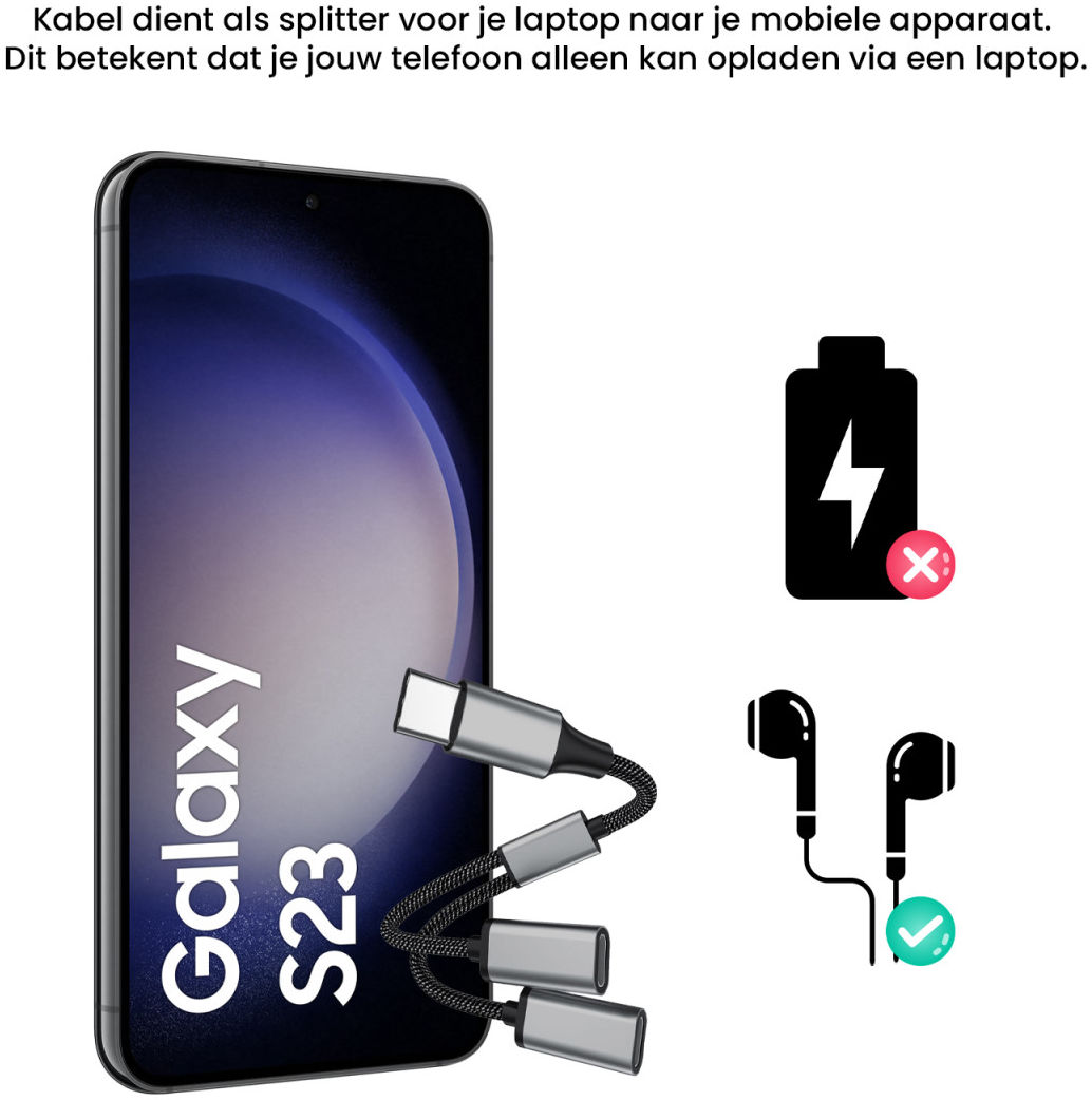 4smarts USB-C naar 2x USB-C Splitter MacBook/USB-C Adapter 20CM Grijs afbeelding 5