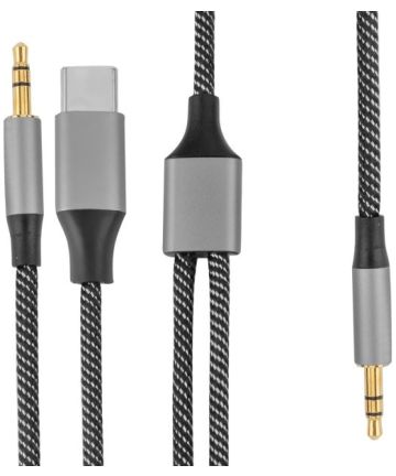 4Smarts 3.5mm Jack naar USB-C / 3.5mm Jack Gevlochten Kabel 1 Meter Kabels