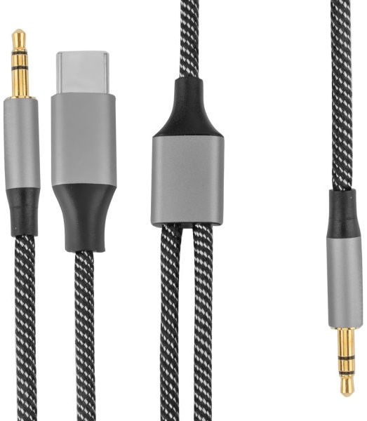 4Smarts 3.5mm Jack naar USB-C / 3.5mm Jack Gevlochten Kabel 1 Meter afbeelding 1