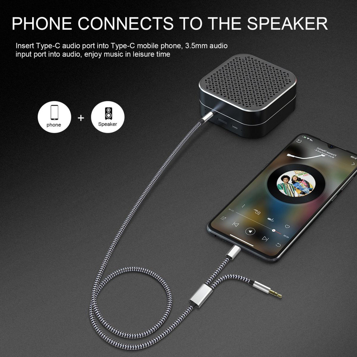 4Smarts 3.5mm Jack naar USB-C / 3.5mm Jack Gevlochten Kabel 1 Meter afbeelding 3