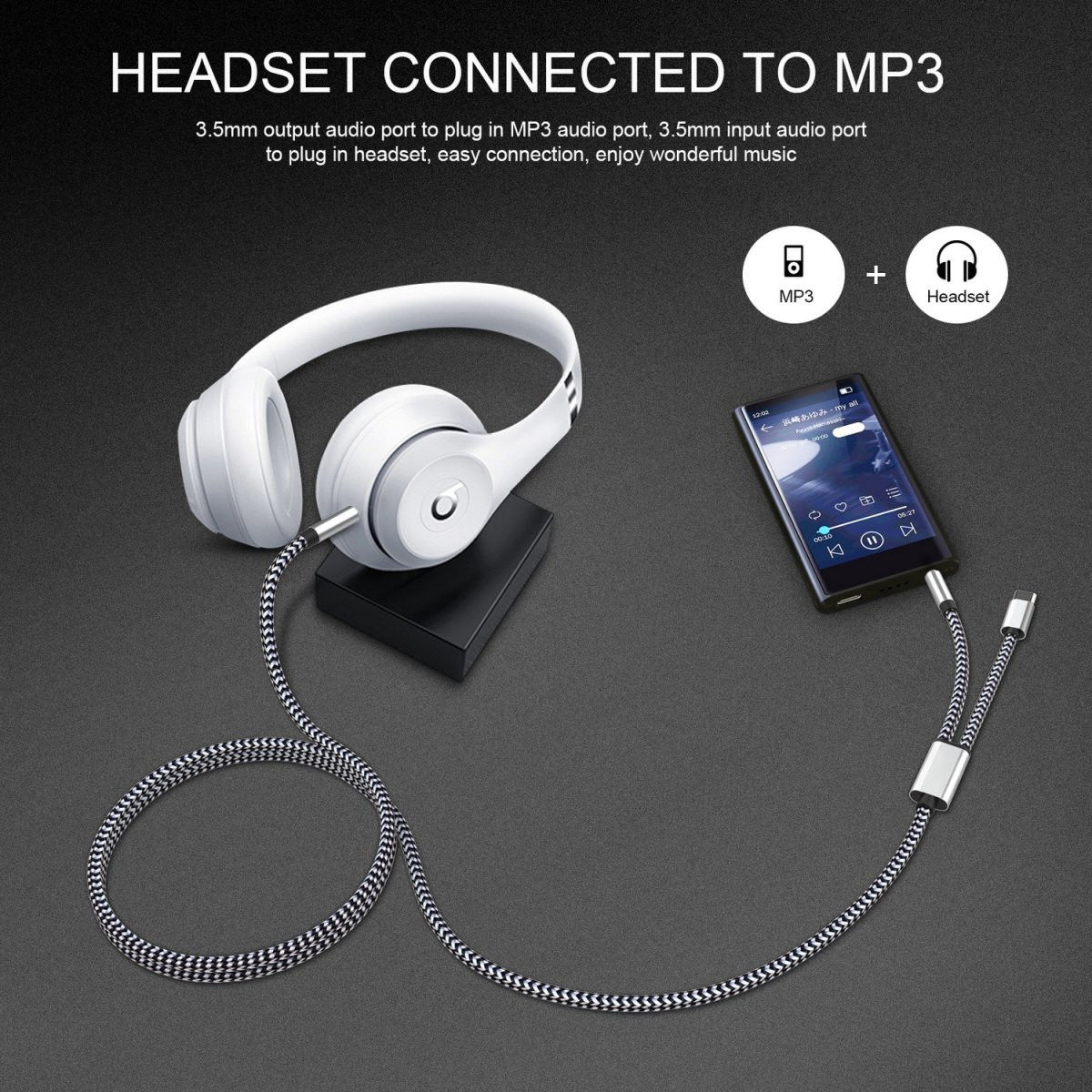 4Smarts 3.5mm Jack naar USB-C / 3.5mm Jack Gevlochten Kabel 1 Meter afbeelding 5