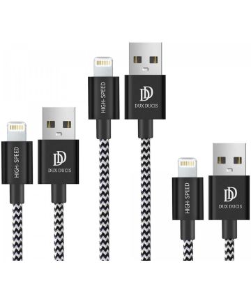 Dux Ducis 2.1A USB-A naar Lightning Kabel Set 3-Pack (0.25M + 1M + 2M) Kabels