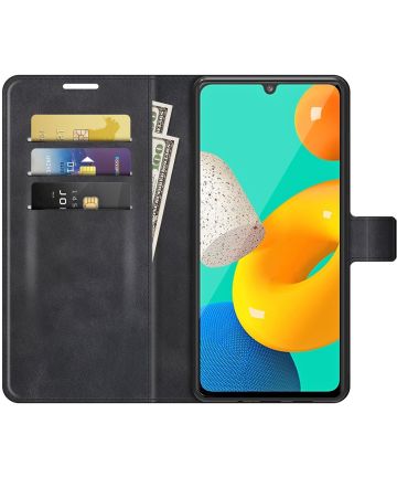KHAZNEH Samsung Galaxy M32 Hoesje Retro Wallet Book Case Zwart Hoesjes