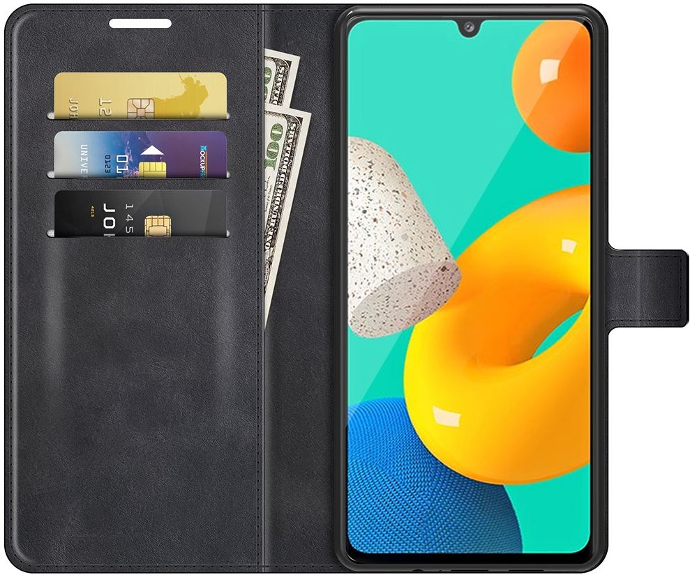 KHAZNEH Samsung Galaxy M32 Hoesje Retro Wallet Book Case Zwart afbeelding 1