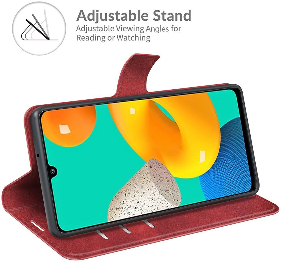 KHAZNEH Samsung Galaxy M32 Hoesje Retro Wallet Book Case Rood afbeelding 5