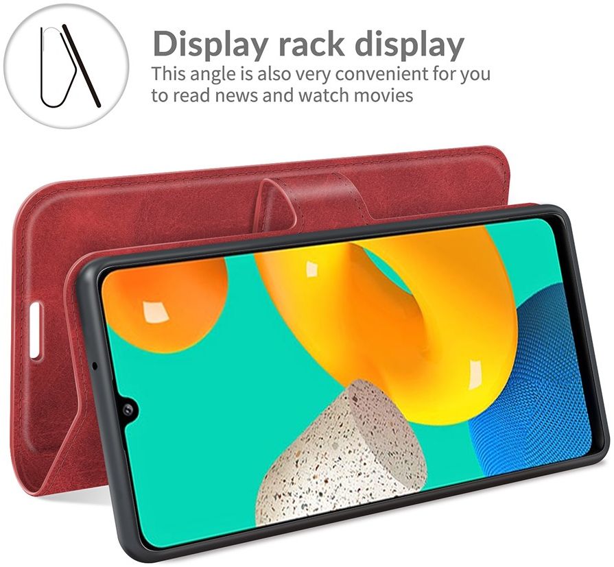 KHAZNEH Samsung Galaxy M32 Hoesje Retro Wallet Book Case Rood afbeelding 6