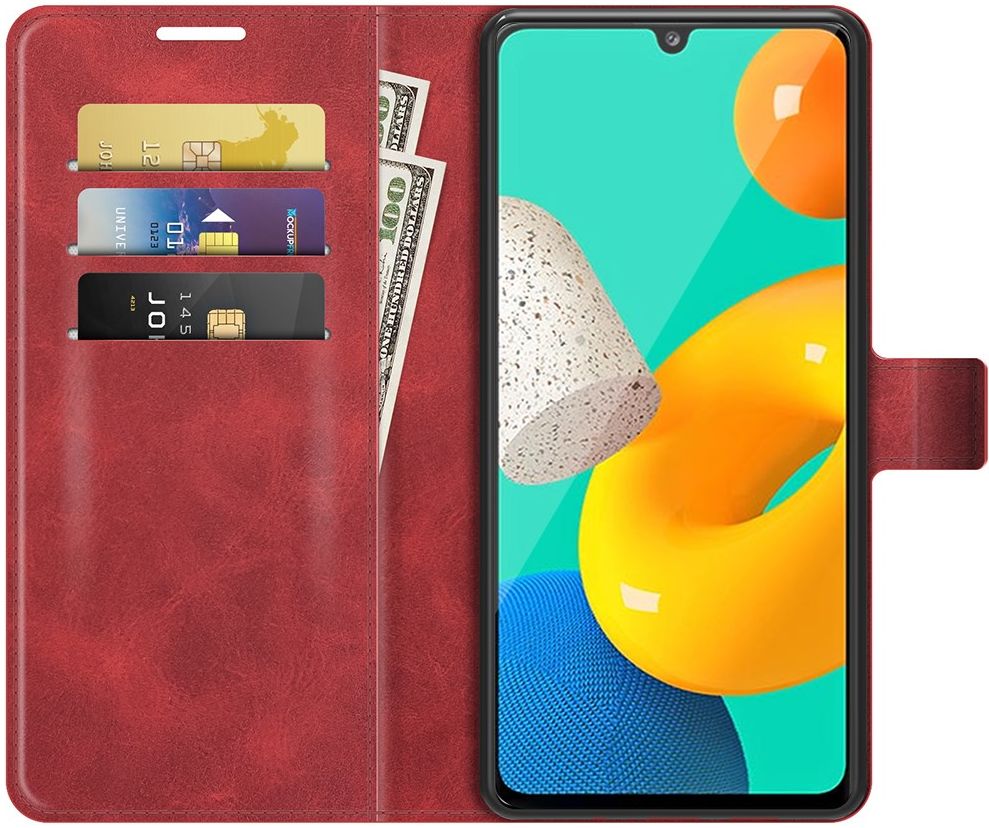 KHAZNEH Samsung Galaxy M32 Hoesje Retro Wallet Book Case Rood afbeelding 1