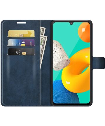 KHAZNEH Samsung Galaxy M32 Hoesje Retro Wallet Book Case Blauw Hoesjes