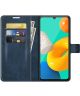 KHAZNEH Samsung Galaxy M32 Hoesje Retro Wallet Book Case Blauw