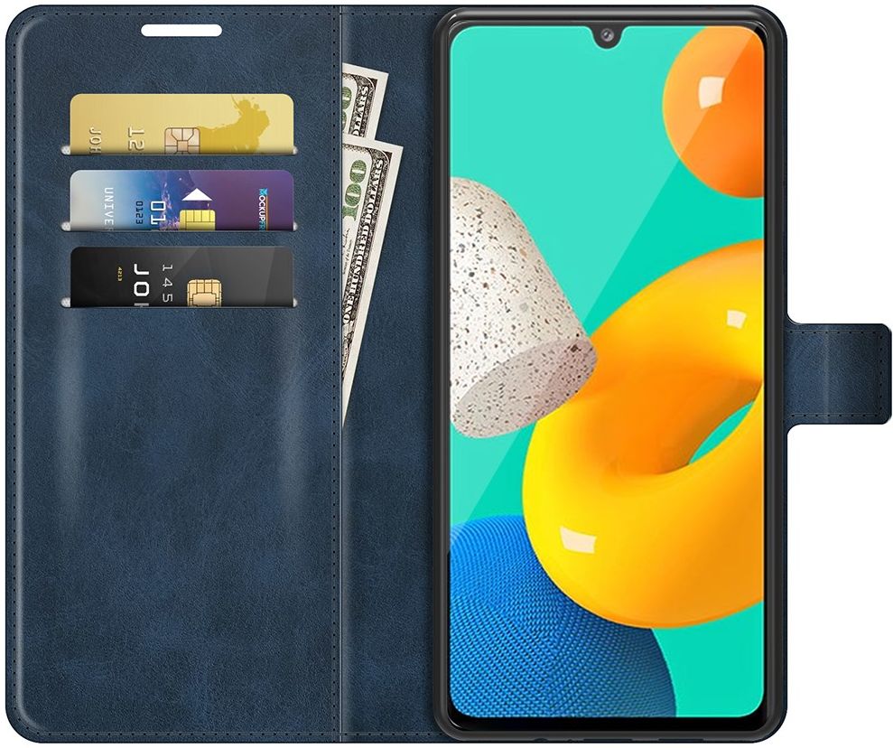 KHAZNEH Samsung Galaxy M32 Hoesje Retro Wallet Book Case Blauw afbeelding 1