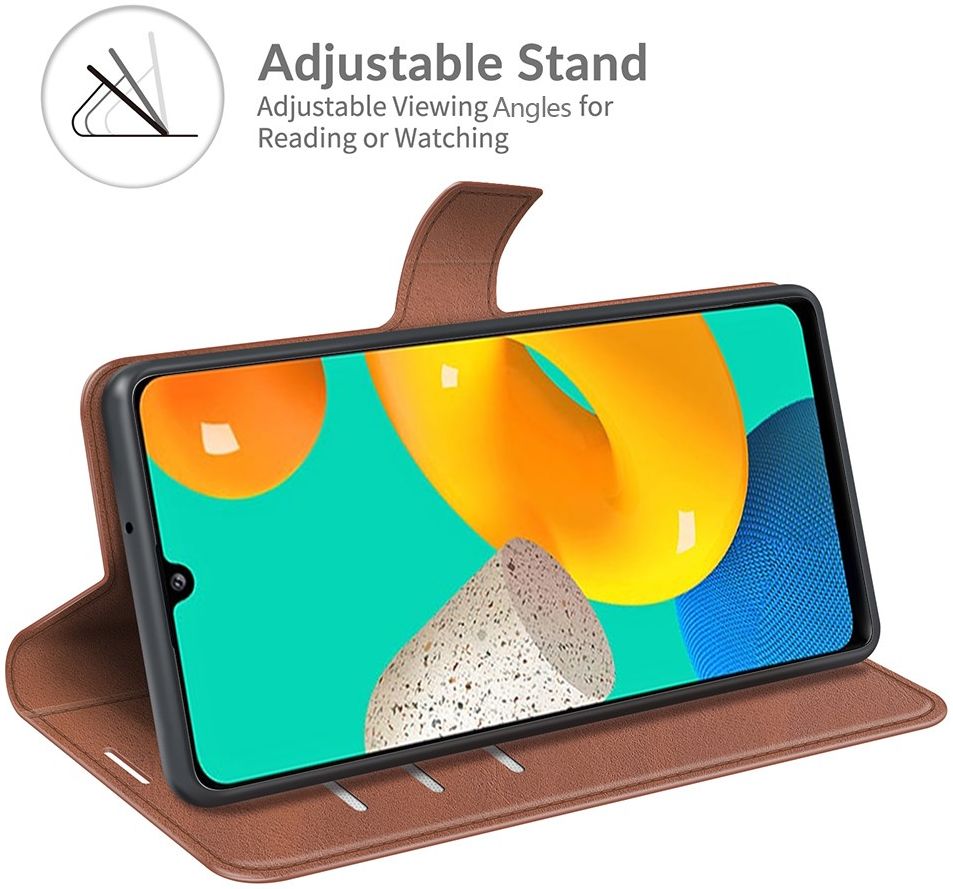 KHAZNEH Samsung Galaxy M32 Hoesje Retro Wallet Book Case Bruin afbeelding 5