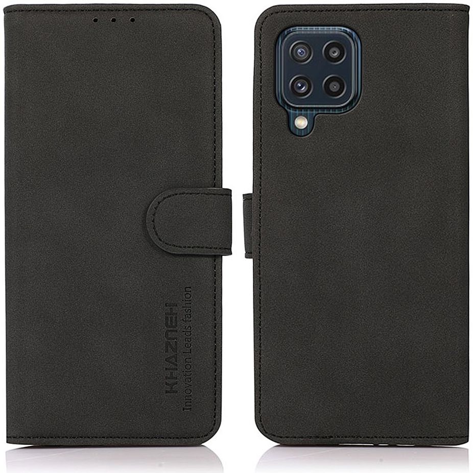 KHAZNEH Samsung Galaxy M32 Hoesje RFID Book Case Echt Leer Zwart afbeelding 1