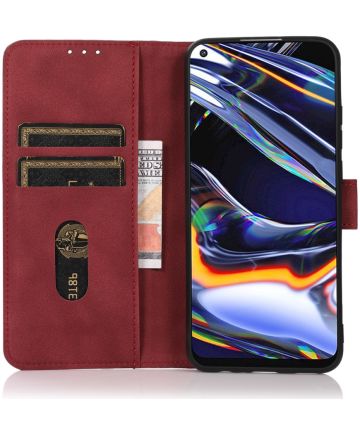 KHAZNEH Samsung Galaxy M32 Hoes Retro Wallet Book Case Kunstleer Rood Hoesjes