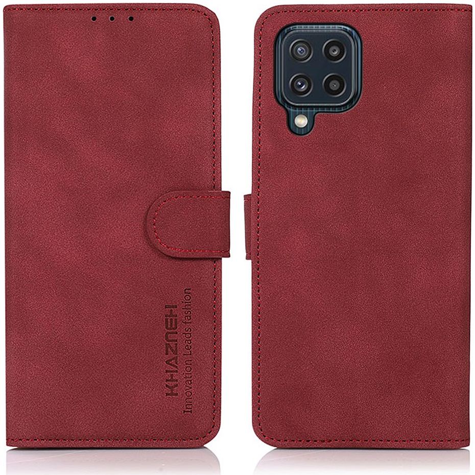 KHAZNEH Samsung Galaxy M32 Hoes Retro Wallet Book Case Kunstleer Rood afbeelding 4
