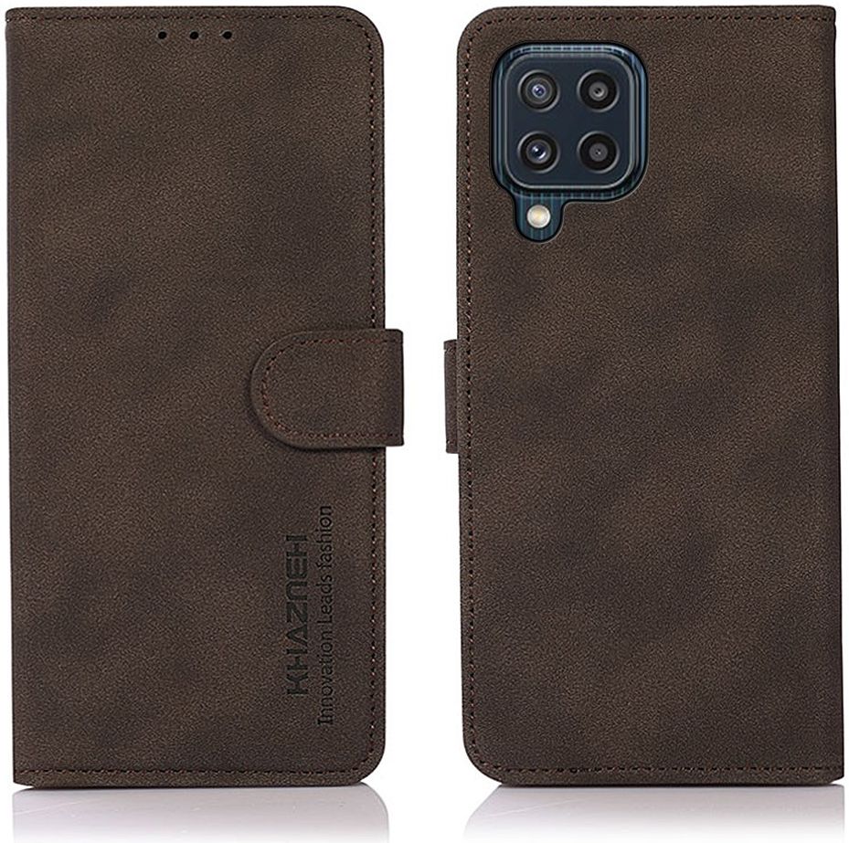 KHAZNEH Samsung Galaxy M32 Hoesje RFID Book Case Echt Leer Bruin afbeelding 2