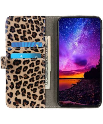 Samsung Galaxy M32 Hoesje Portemonnee Book met Luipaard Print Hoesjes