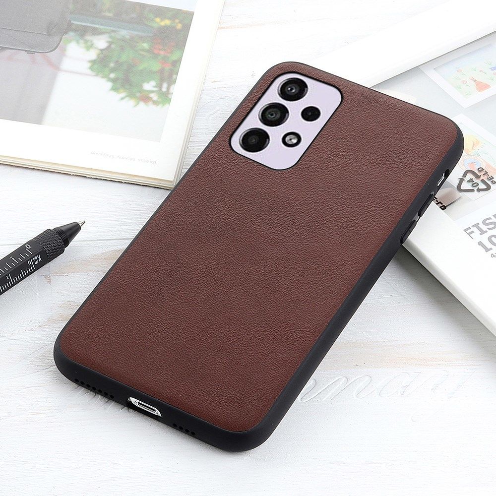 Samsung Galaxy A33 Hoesje Echt Leer Back Cover Bruin afbeelding 3