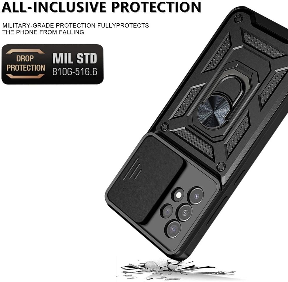 Samsung Galaxy A33 Hoesje Camera Slider en Kickstand Ring Zwart afbeelding 2