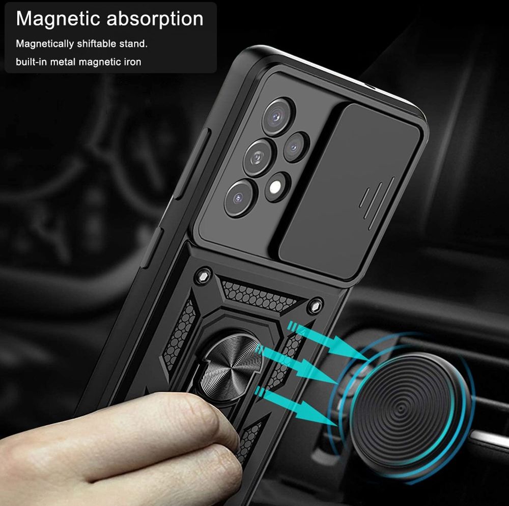 Samsung Galaxy A33 Hoesje Camera Slider en Kickstand Ring Zwart afbeelding 3