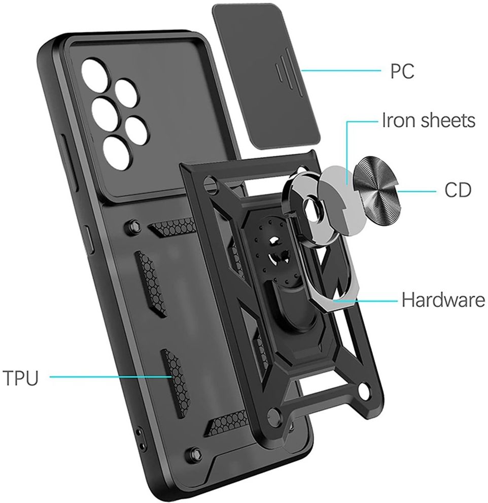 Samsung Galaxy A33 Hoesje Camera Slider en Kickstand Ring Zwart afbeelding 6