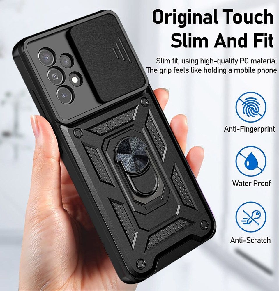 Samsung Galaxy A33 Hoesje Camera Slider en Kickstand Ring Zwart afbeelding 7
