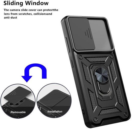 Samsung Galaxy A33 Hoesje Camera Slider en Kickstand Ring Zwart afbeelding 4