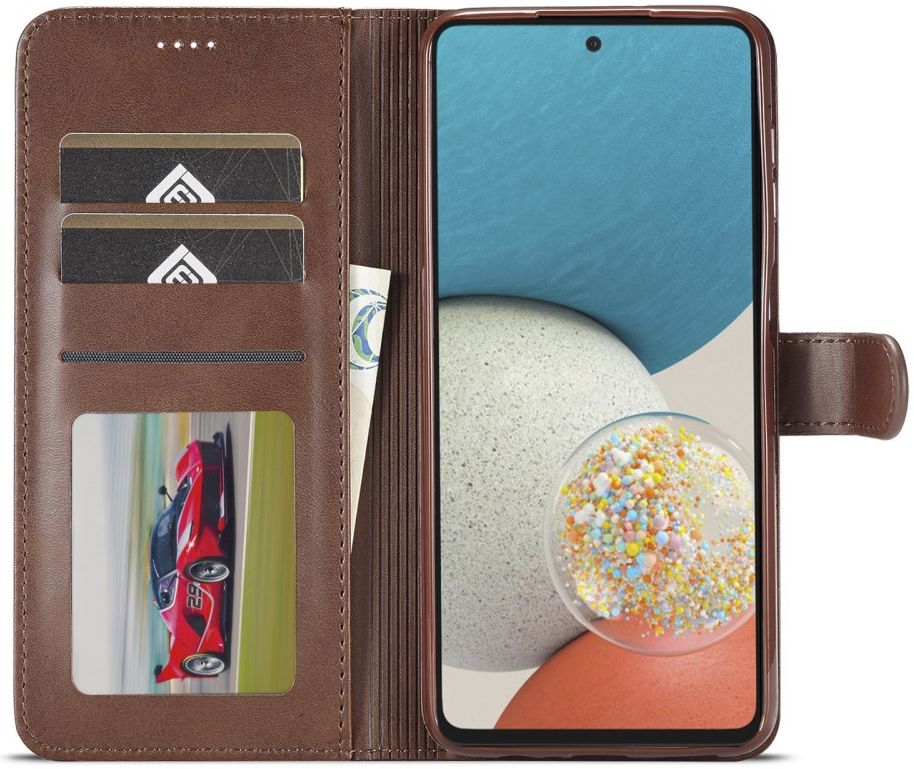 LC.IMEEKE Samsung Galaxy A53 Hoesje Portemonnee Book Case Bruin afbeelding 3