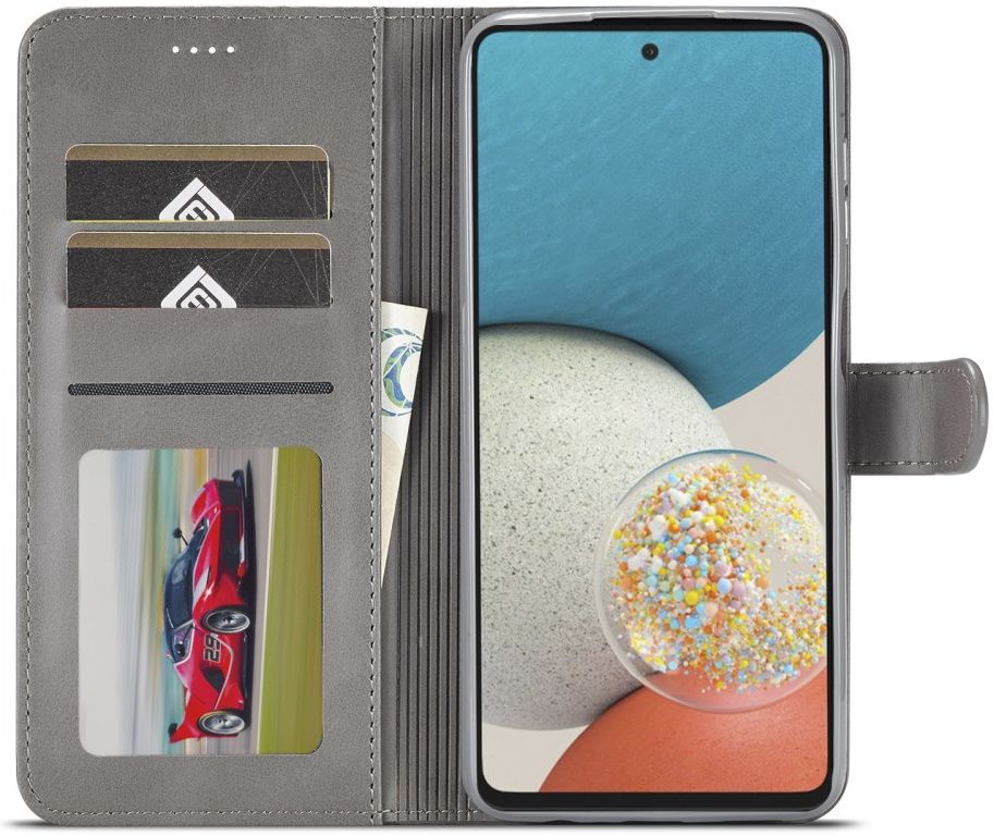 LC.IMEEKE Samsung Galaxy A53 Hoesje Portemonnee Book Case Grijs afbeelding 3