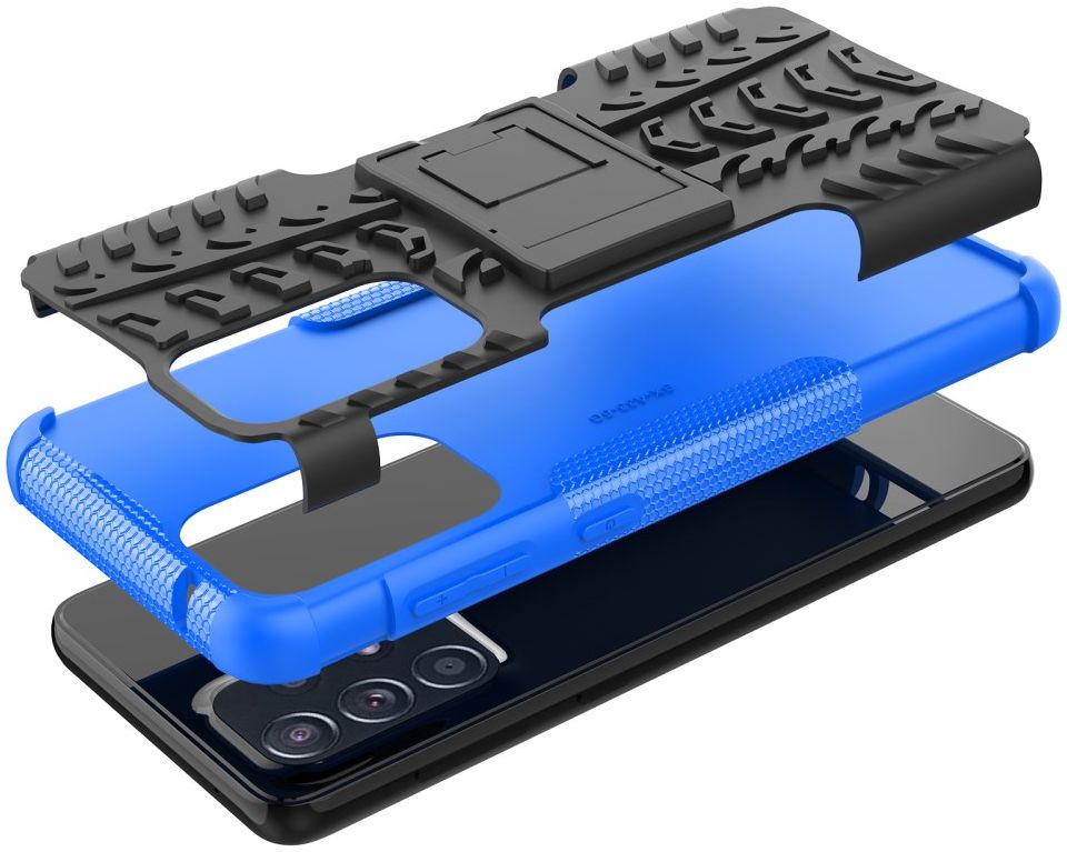 Samsung Galaxy A33 Hoesje Hybride Back Cover Kickstand Blauw afbeelding 8