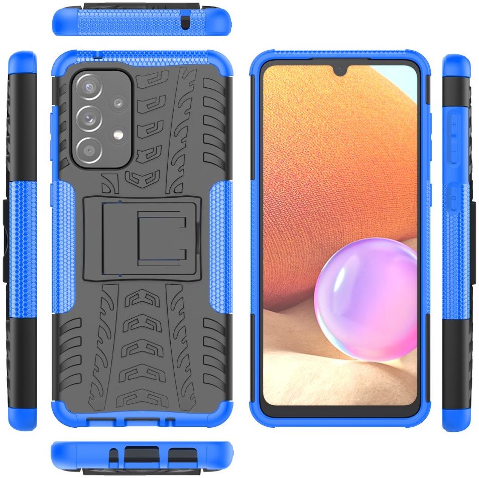 Samsung Galaxy A33 Hoesje Hybride Back Cover Kickstand Blauw afbeelding 9