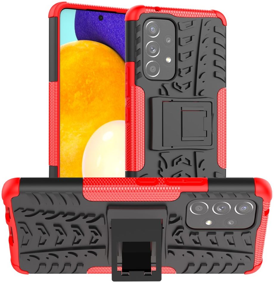 Samsung Galaxy A53 Hoesje Hybride Back Cover Kickstand Rood afbeelding 4