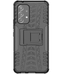 Samsung Galaxy A53 Hoesje Hybride Back Cover Kickstand Zwart