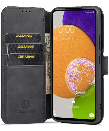 DG Ming Samsung Galaxy A53 Hoesje Retro Wallet Book Case Zwart Hoesjes