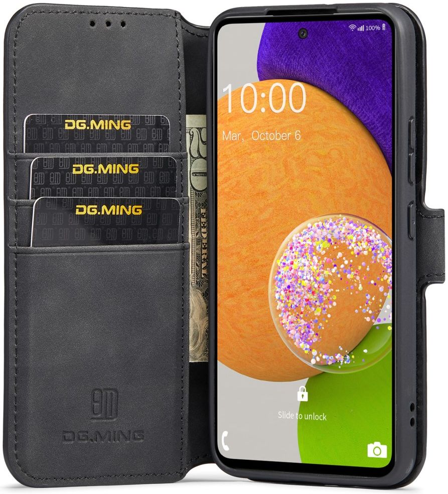 DG Ming Samsung Galaxy A53 Hoesje Retro Wallet Book Case Zwart afbeelding 1