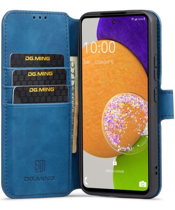 DG Ming Samsung Galaxy A53 Hoesje Retro Wallet Book Case Blauw Hoesjes