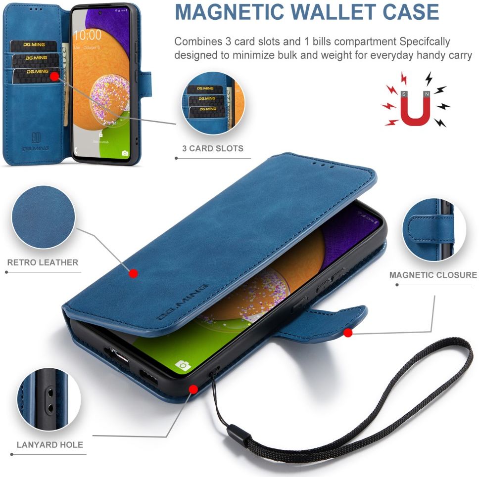 DG Ming Samsung Galaxy A53 Hoesje Retro Wallet Book Case Blauw afbeelding 7