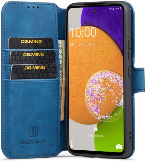 DG Ming Samsung Galaxy A53 Hoesje Retro Wallet Book Case Blauw afbeelding 1