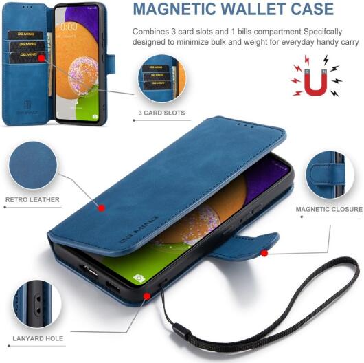 DG Ming Samsung Galaxy A53 Hoesje Retro Wallet Book Case Blauw afbeelding 7