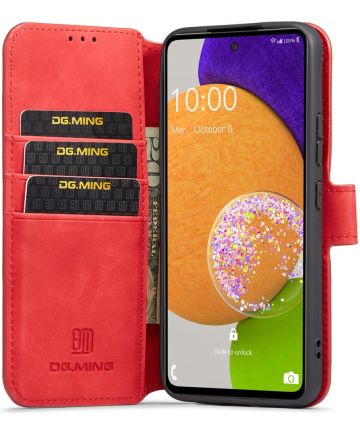 DG Ming Samsung Galaxy A53 Hoesje Retro Wallet Book Case Rood Hoesjes